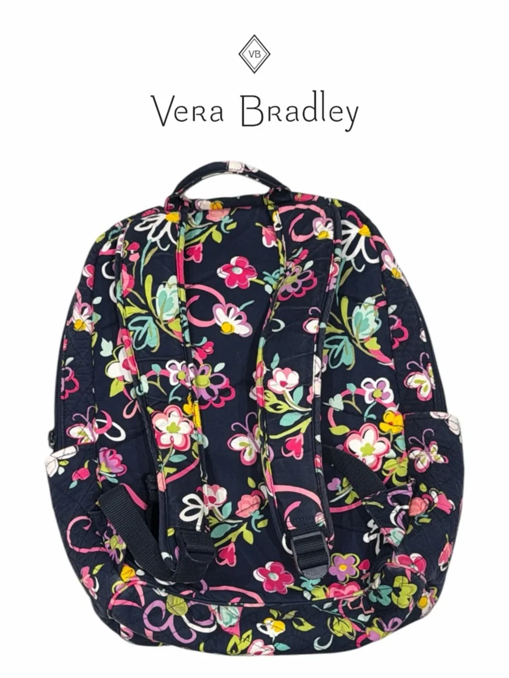 Vera Bradley Pretty‎ Posies Navy Floral Quilted Backpack